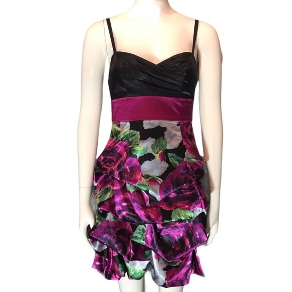 Iz byer, women/junior dress, size 1, floral formal bubble spaghetti straps